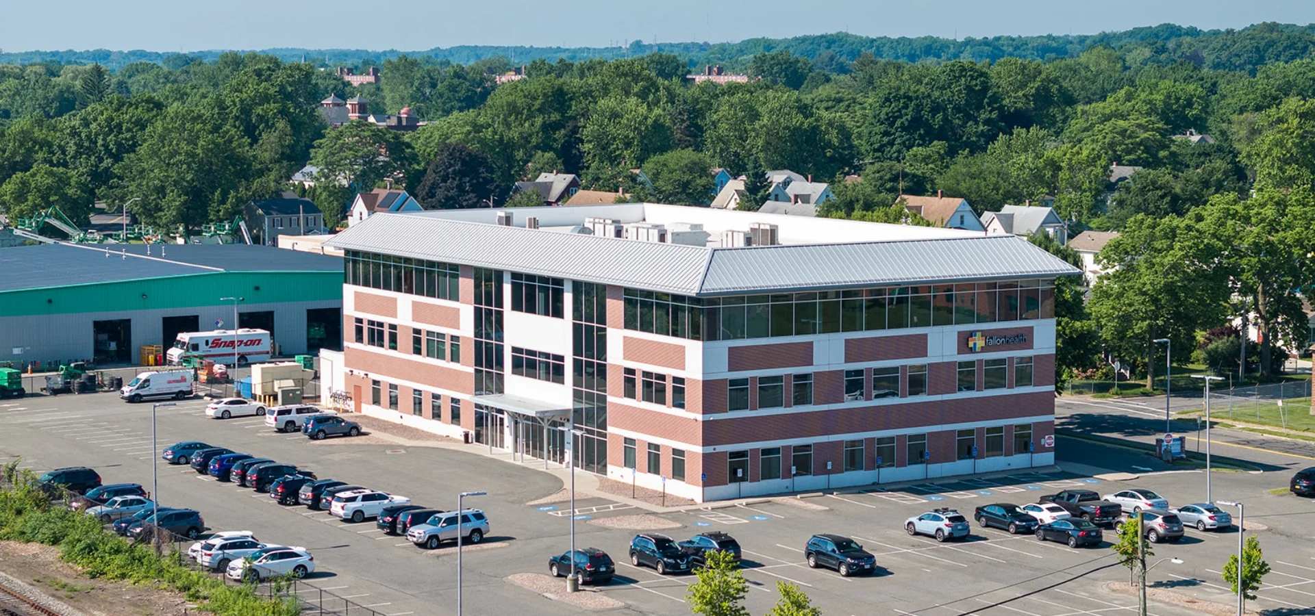 101 Watson Ave building exterior aerial and parking lot